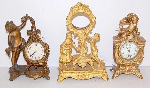 3 Metal Figural Novelty Clocks