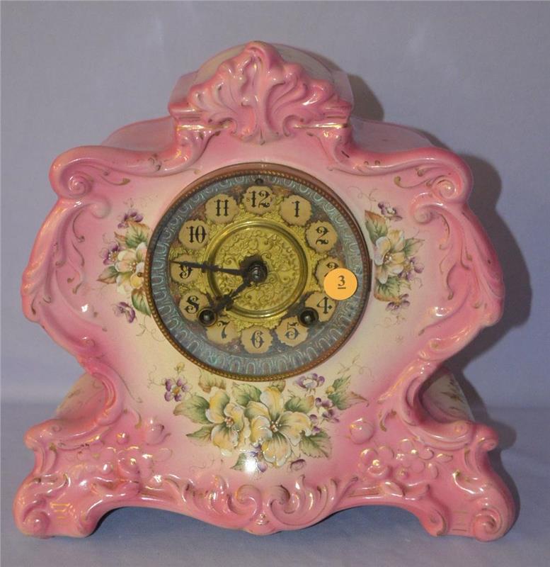 Antique Gilbert #423 Porcelain Mantle Clock