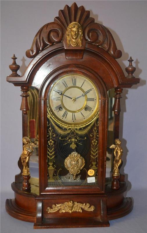 Antique Waterbury (Oxford) walnut parlor clock