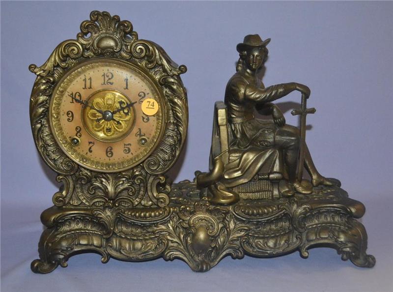 Antique Kroeber figure Mantle Clock