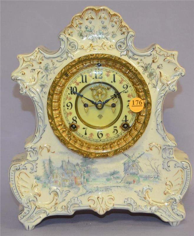 Antique Ansonia porcelain Mantle clock