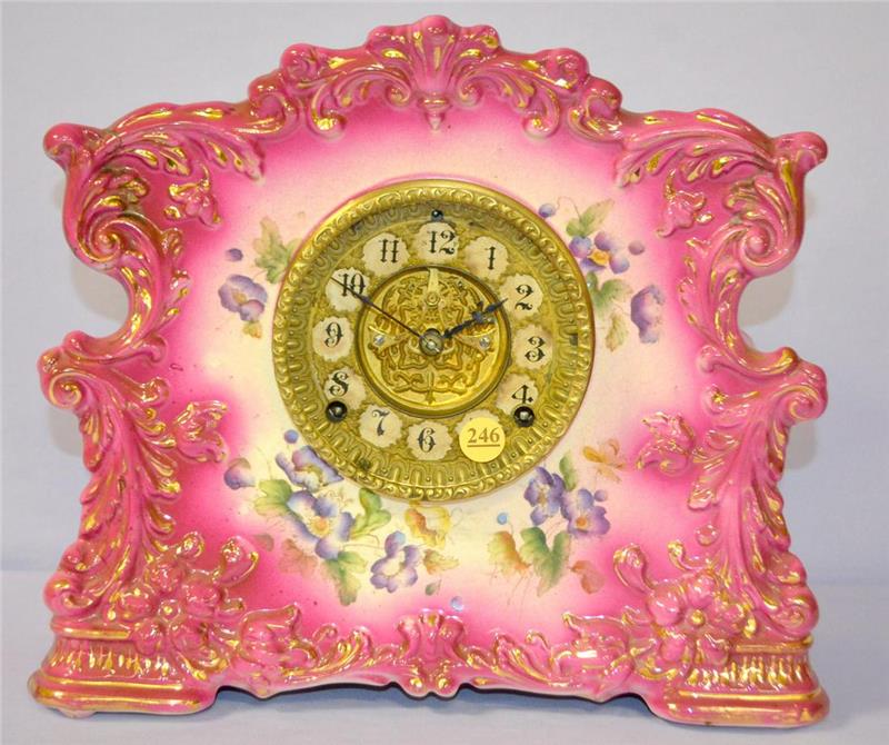 Antique Gilbert #437 Porcelain Mantle clock
