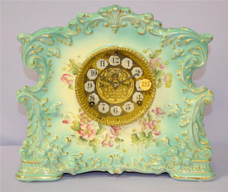 Antique Gilbert #437 Porcelain Mantle clock