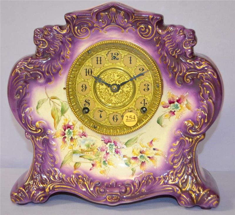 Antique Gilbert #411 porcelain mantle clock