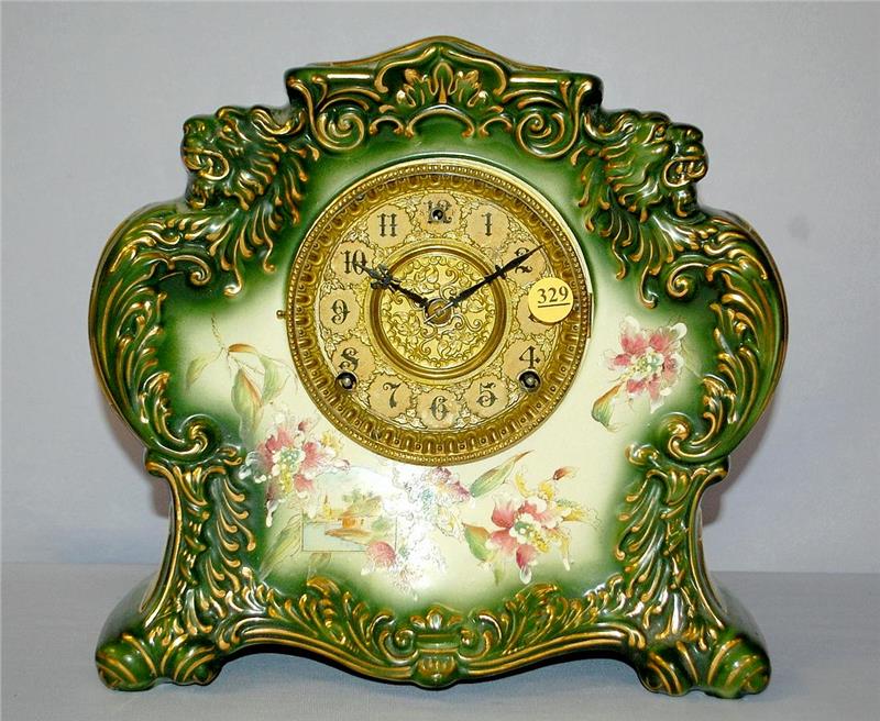 Antique Gilbert #411 porcelain Mantle Clock