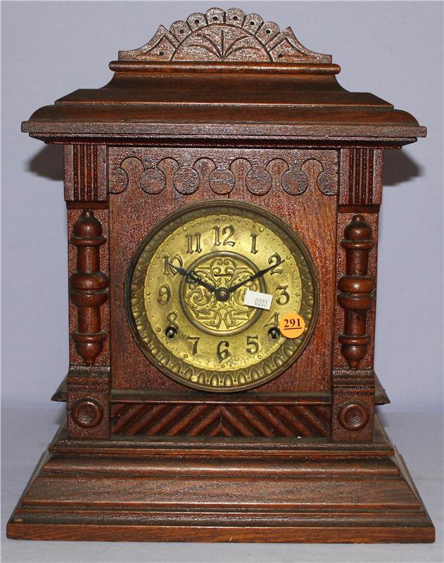 Antique Oak Carved Cabinet Clock