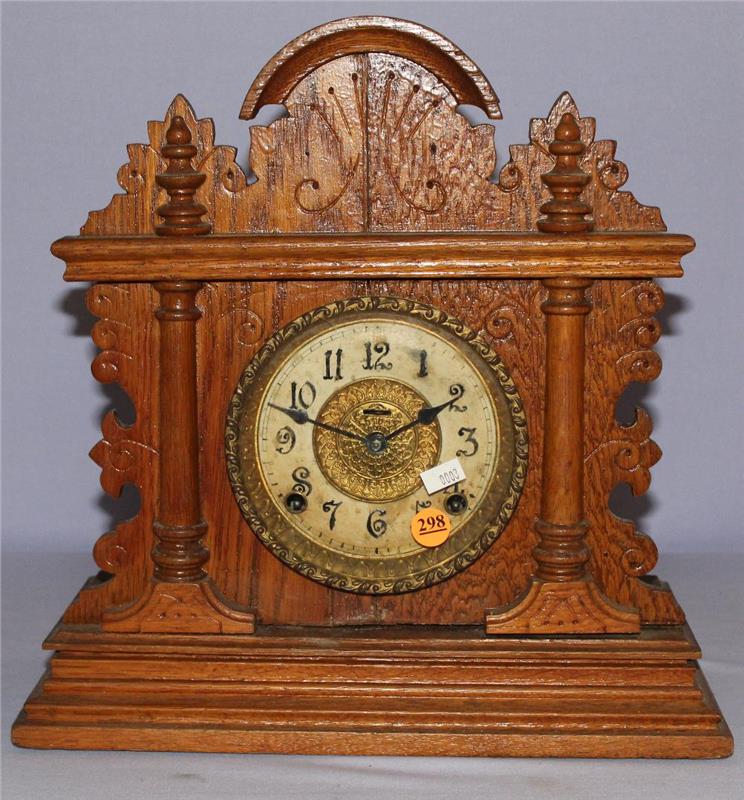 Antique Ingraham Oak Cabinet Clock