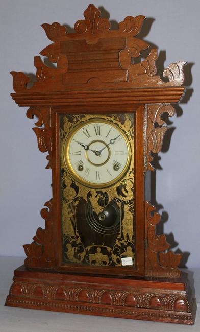 Antique EN Welch Oak Kitchen Mantel Clock