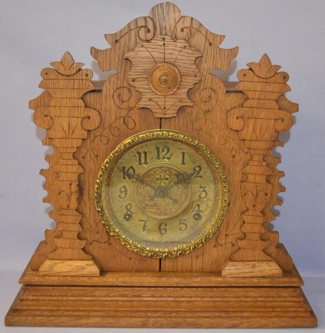 Antique Carved Oak Cabinet Clock