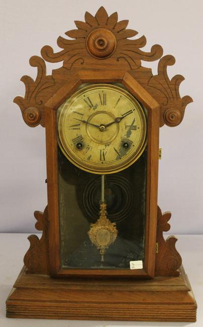 Antique EN Welch Walnut Kitchen Mantle Clock