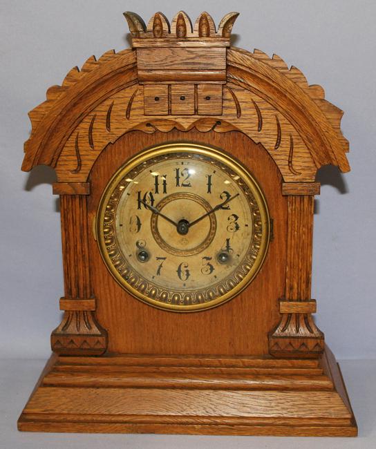 Antique Ansonia "Tunis" Oak Cabinet Clock