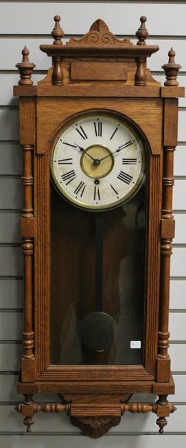 Antique Ansonia Oak Queen Elizabeth Wall Clock