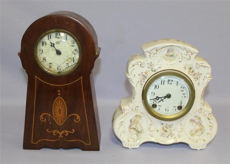 Lot of 2 Inlay Mantle Clock