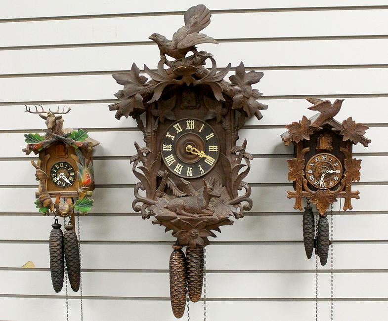 Lot of 3 Weight Driven Cuckoo Clocks