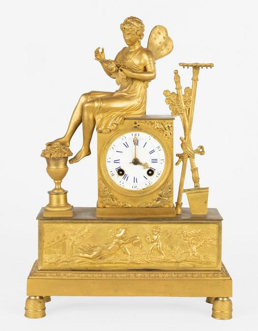 19th Century French Empire Gilt Bonze Clock