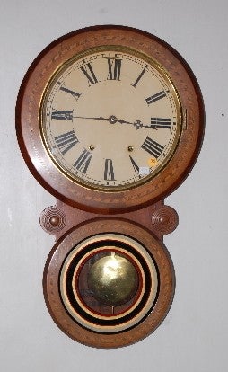 English Inlaid 8 Day T & S Wall Clock