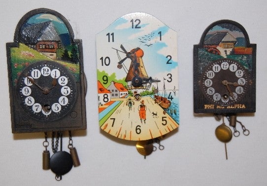 3 Germany Scenic Pendulette Clocks