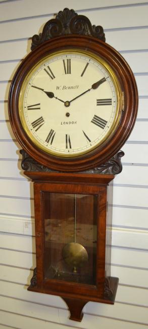 W. Bennett, London Mahogany Fusee Wall Clock