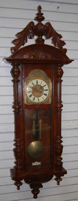 2 Weight Fancy Walnut Vienna Regulator Wall Clock