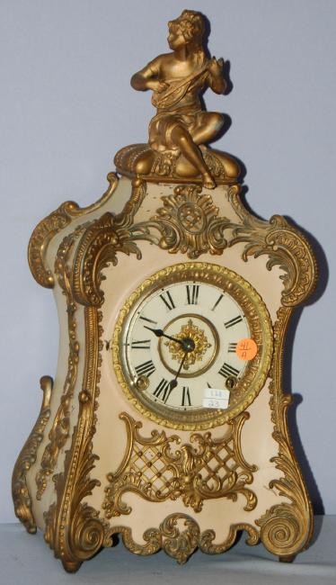 Iron Case Figural Music Player Mantel Clock