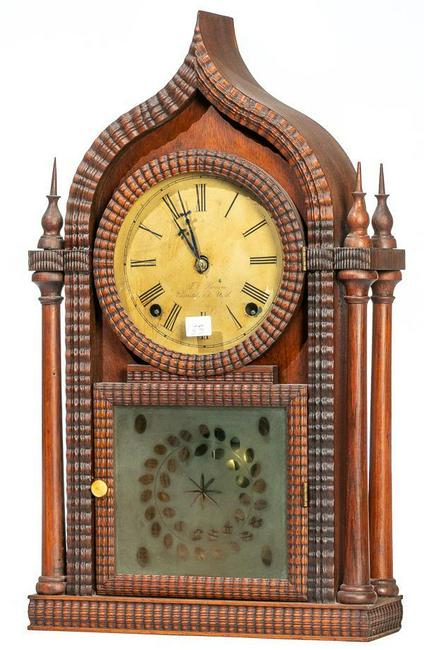 J.C. Brown Gothic Ripple Clock, Circa 1850