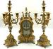 French-Style Old Porcelain & Metal Clock Set.