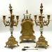 French-Style Old Porcelain & Metal Clock Set.