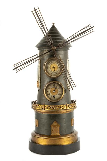 French Industrial Animated Windmill Clock