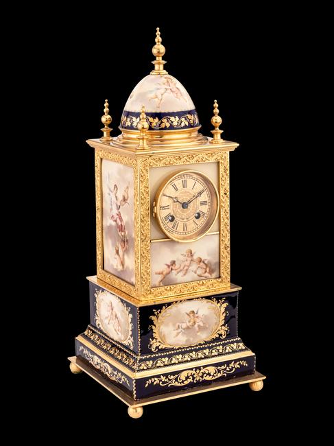 A Royal Vienna Porcelain Mounted Gilt Bronze Clock