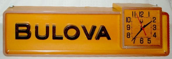 Bulova Lighted Advertising Clock Sign