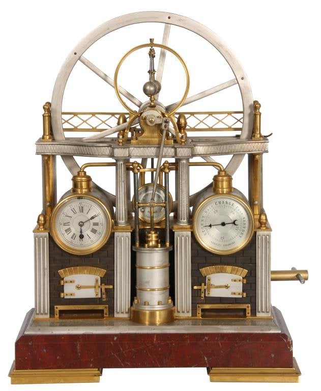 French Industrial Steam Engine Clock