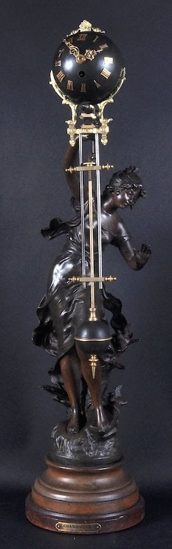 A 19TH CENTURY FRENCH BRONZED MYSTERY CLOCK