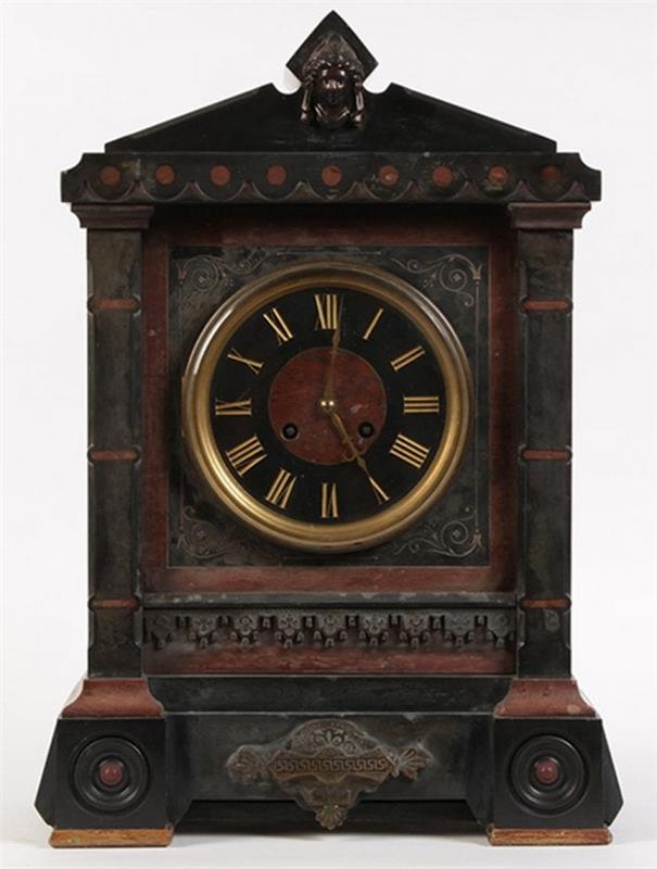 19TH C. FRENCH CLOCK TIFFANY BRONZE MARBLE