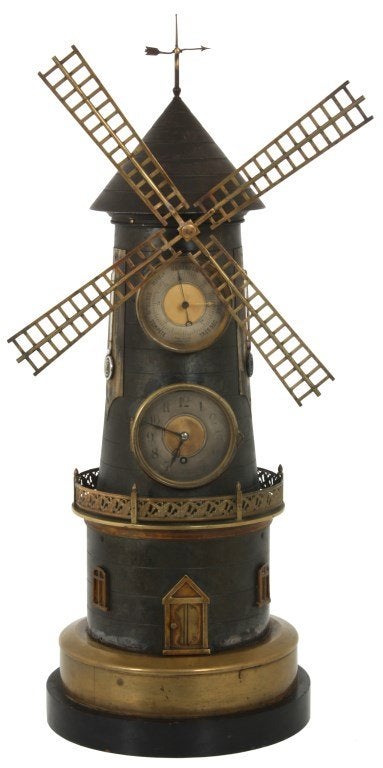 French Industrial Animated Windmill Clock