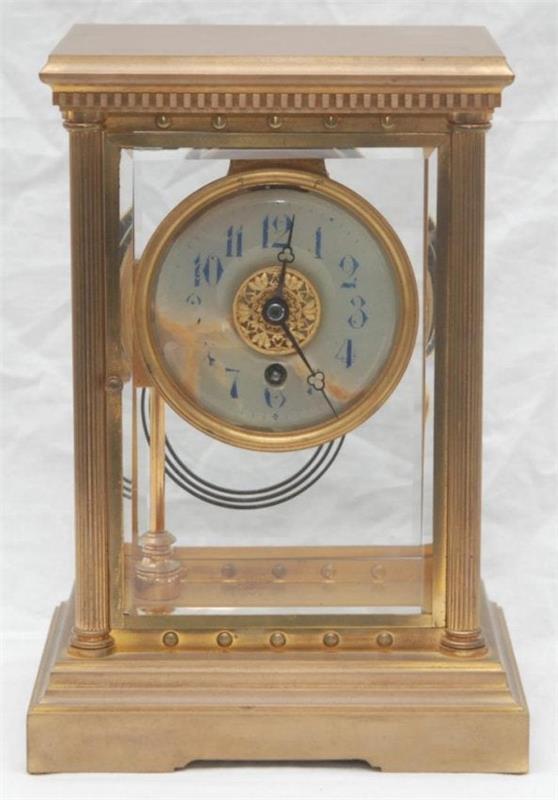 BOSTON CLOCK CO. GILT METAL CASE MANTEL CLOCK