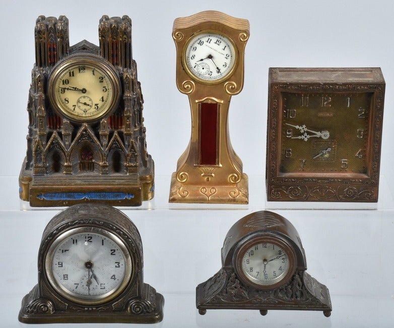 5-CAST METAL CLOCKS, VINTAGE