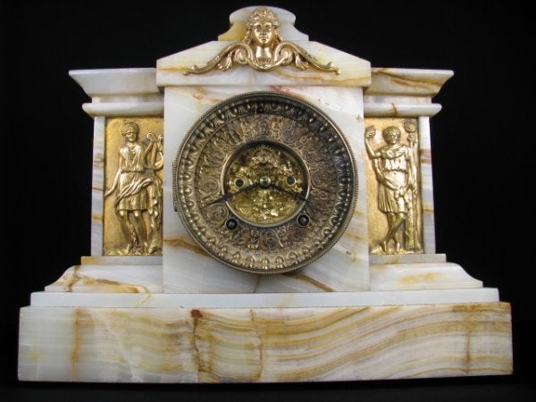 ANSONIA WHITE ONYX  MANTEL CLOCK