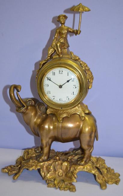 Vintage French Bronze/Brass Elephant Clock