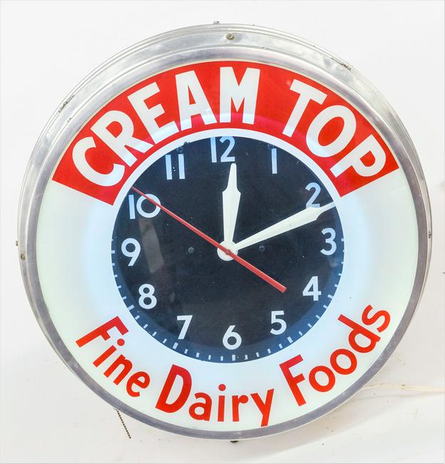 Cream Top Dairy Neon Clock