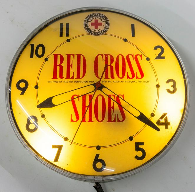 Red Cross Shoes Lighted Clock