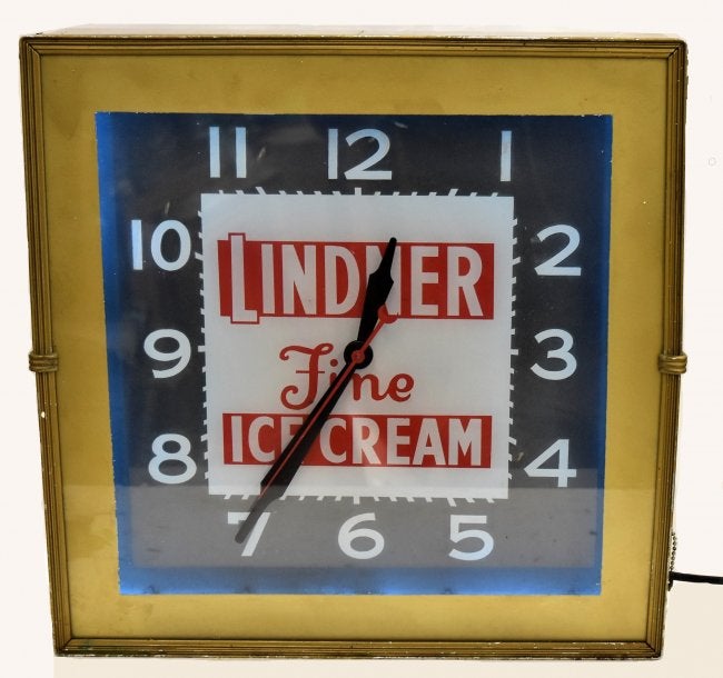 Rare Lindner Ice Cream Neon Clock