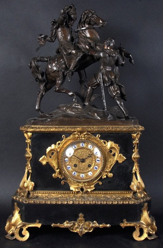 A 19TH CENTURY MARBLE, BRONZE AND ORMOLU CLOCK by MARC