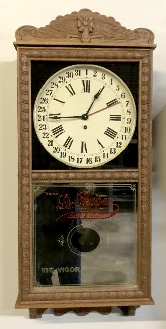 Oak Store Regulator Advertising Calendar Clock