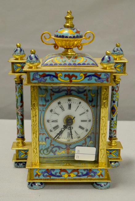 Mini Chinese Cloisonne Dresser Clock