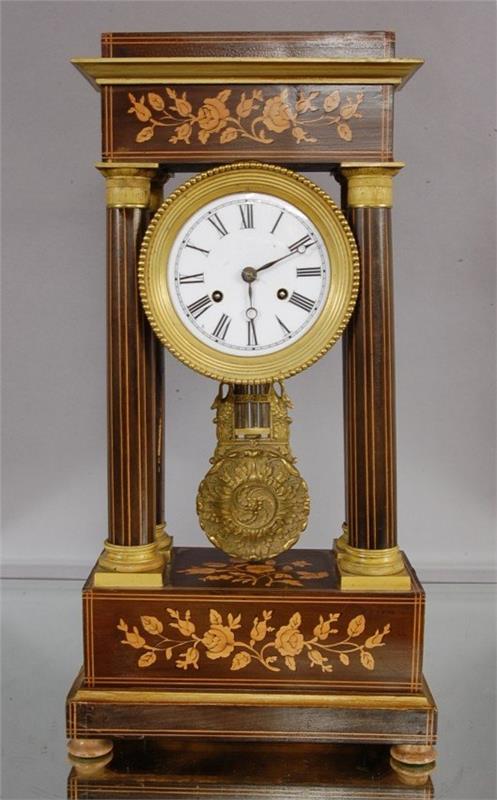 French Empire Style Portico Mantle Clock