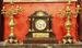 19th century Dore bronze and rough marble clock set
