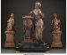 A Three-Piece Patinated Bronze Clock Garniture a