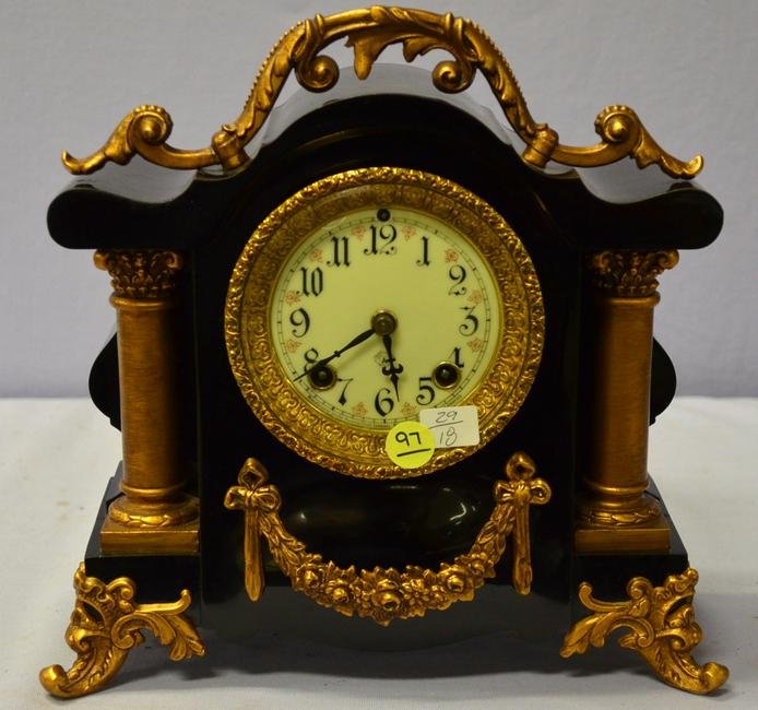 Antique Ansonia Iron Case Mantle Clock