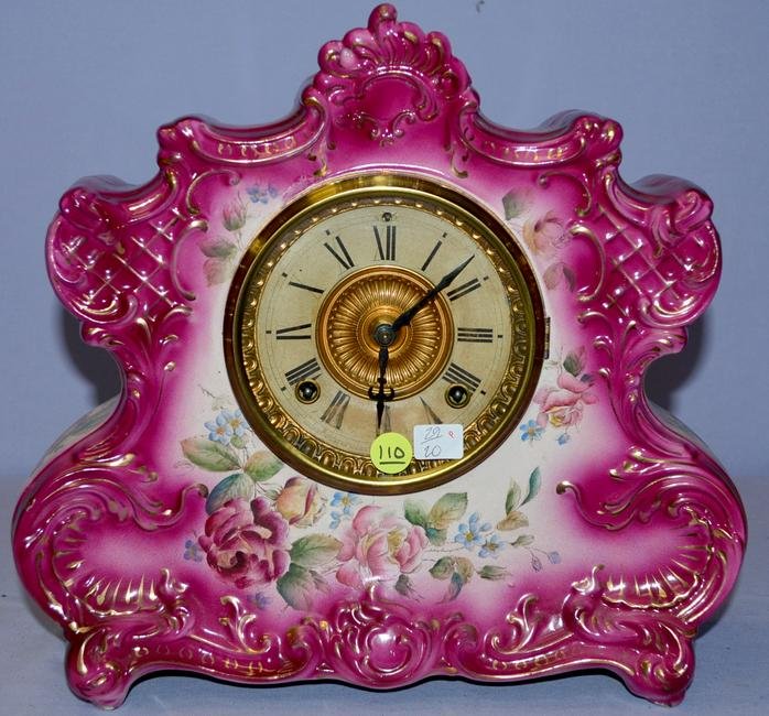 Antique Ansonia Dresden Extra China Clock