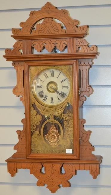 Carved Walnut Hanging Kitchen Clock